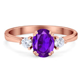 Art Deco Oval Natural Stone Three Stone Ring