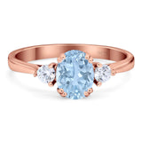 Art Deco Oval Natural Stone Three Stone Ring