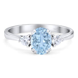 Art Deco Oval Natural Stone Three Stone Ring