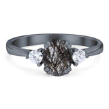 Art Deco Oval Natural Stone Three Stone Ring