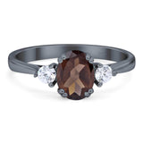 Art Deco Oval Natural Stone Three Stone Ring