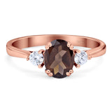 Art Deco Oval Natural Stone Three Stone Ring