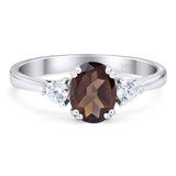 Art Deco Oval Natural Stone Three Stone Ring