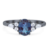 Oval Natural Stone Art Deco Ring