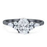 Oval Natural Stone Art Deco Ring