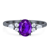 Oval Natural Stone Art Deco Ring