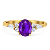 Oval Natural Stone Art Deco Ring