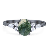 Oval Natural Stone Art Deco Ring