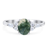 Oval Natural Stone Art Deco Ring