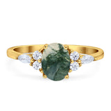 Oval Natural Stone Art Deco Ring