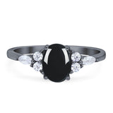 Oval Natural Stone Art Deco Ring