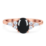 Oval Natural Stone Art Deco Ring