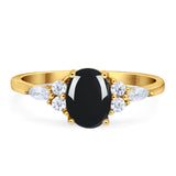 Oval Natural Stone Art Deco Ring