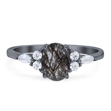 Oval Natural Stone Art Deco Ring