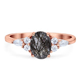 Oval Natural Stone Art Deco Ring