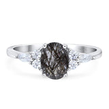 Oval Natural Stone Art Deco Ring