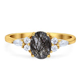 Oval Natural Stone Art Deco Ring