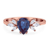 Art Deco Pear Teardrop Natural Stone Ring