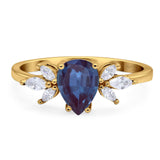 Art Deco Pear Teardrop Natural Stone Ring