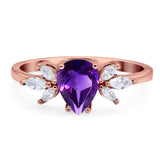 Art Deco Pear Teardrop Natural Stone Ring