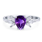 Art Deco Pear Teardrop Natural Stone Ring