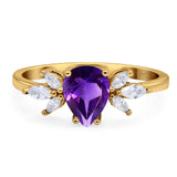 Art Deco Pear Teardrop Natural Stone Ring