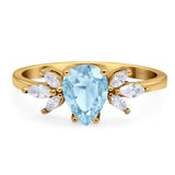 Art Deco Pear Teardrop Natural Stone Ring