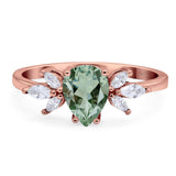 Art Deco Pear Teardrop Natural Stone Ring