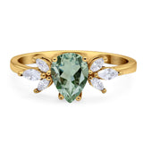 Art Deco Pear Teardrop Natural Stone Ring