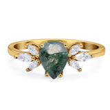 Art Deco Pear Teardrop Natural Stone Ring