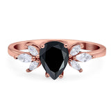 Art Deco Pear Teardrop Natural Stone Ring