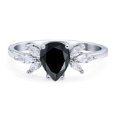 Art Deco Pear Teardrop Natural Stone Ring