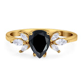 Art Deco Pear Teardrop Natural Stone Ring