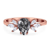 Art Deco Pear Teardrop Natural Stone Ring