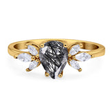 Art Deco Pear Teardrop Natural Stone Ring