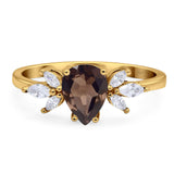 Art Deco Pear Teardrop Natural Stone Ring