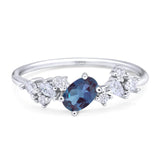 Art Deco Oval Natural Stone Wedding Ring