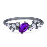 Art Deco Oval Natural Stone Wedding Ring