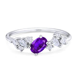 Art Deco Oval Natural Stone Wedding Ring