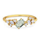 Art Deco Oval Natural Stone Wedding Ring