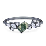 Art Deco Oval Natural Stone Wedding Ring