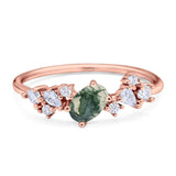 Art Deco Oval Natural Stone Wedding Ring