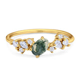 Art Deco Oval Natural Stone Wedding Ring