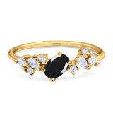 Art Deco Oval Natural Stone Wedding Ring