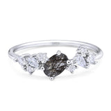 Art Deco Oval Natural Stone Wedding Ring