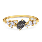 Art Deco Oval Natural Stone Wedding Ring