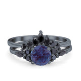 Two Piece Round Natural Stone Chevron Ring