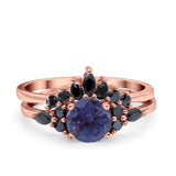 Two Piece Round Natural Stone Chevron Ring