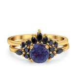 Two Piece Round Natural Stone Chevron Ring