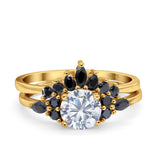 Two Piece Round Natural Stone Chevron Ring
